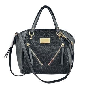 JUICY COUTURE Los Angeles Black Satchel with Lace Overlay